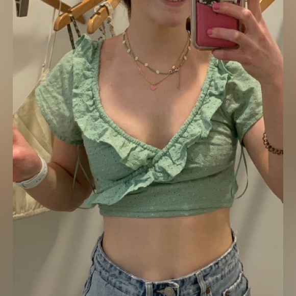 Green summer wrap top - Picture 3 of 3